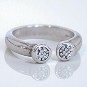 Links of London Sterling Silver Diamond Open Ring Size 5 925 4.79g Tube Designer